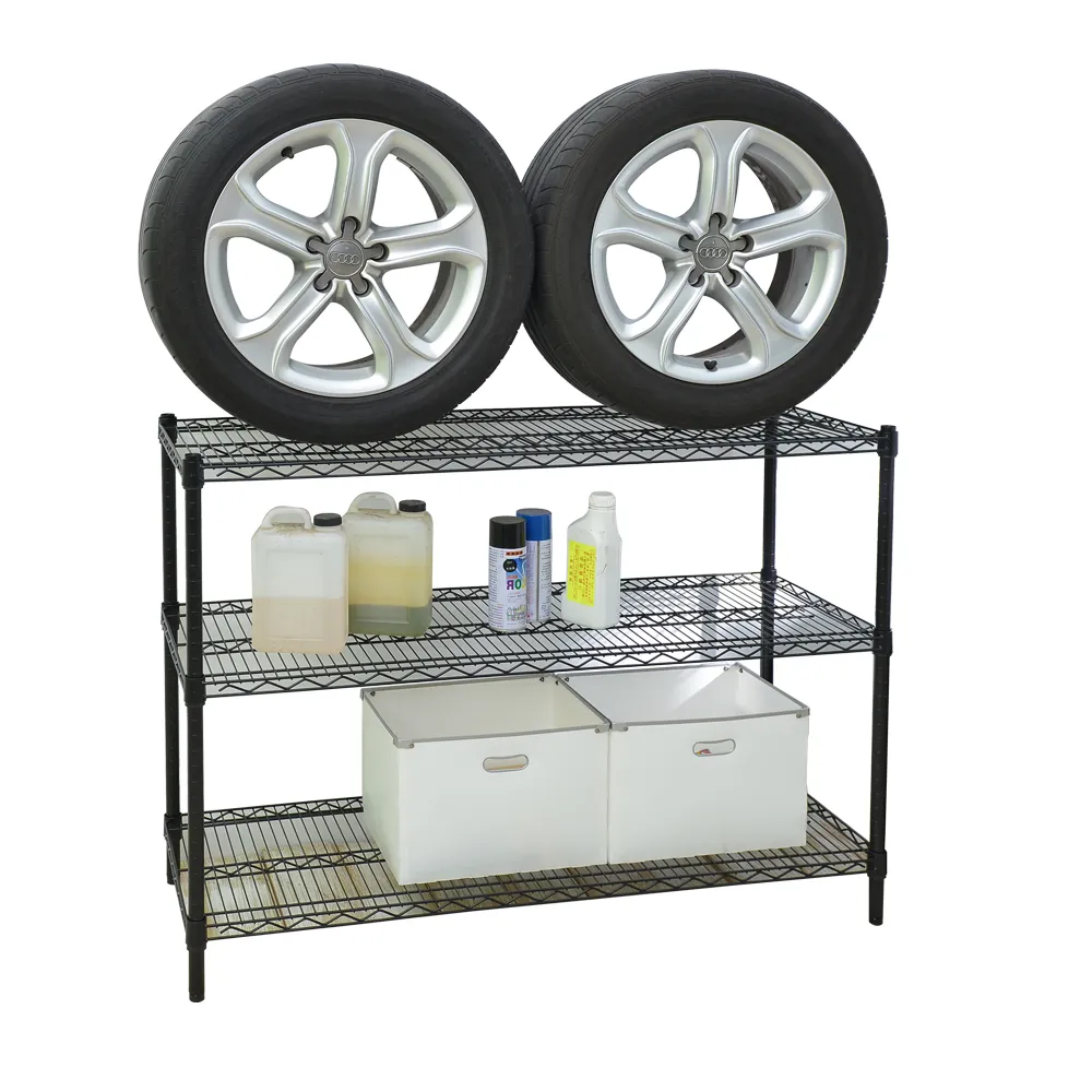 【居家cheaper】荷重型 烤黑 46X121X90CM 三層置物架(每層耐重100KG 層架鐵架 置物架 貨架)