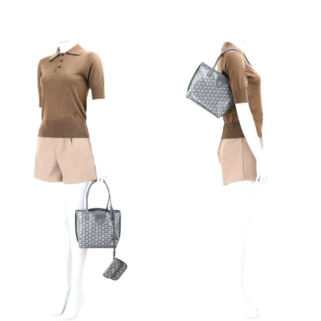 【GOYARD 高雅德】Anjou 雙面迷你款 磁吸皮扣 Y字防水帆布x牛皮托特包
