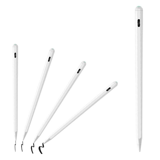 【YOMIX 優迷】A04 Plus Apple iPad Pencil磁吸藍芽觸控筆(快捷鍵遙控/可換筆頭/Type-C充電)