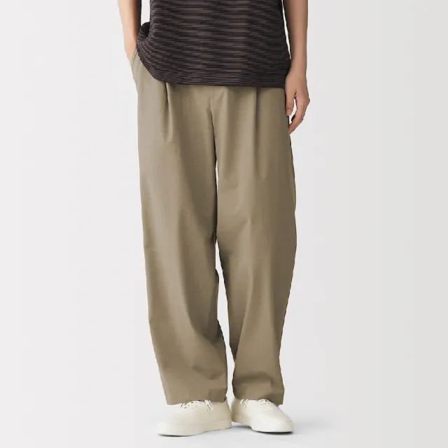 【MUJI 無印良品】男速乾打褶寬版褲(墨灰/黑色/米色/摩卡棕)