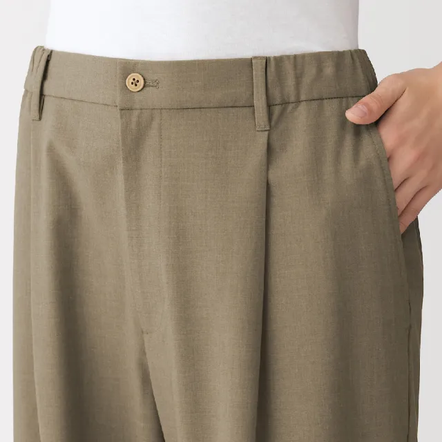 【MUJI 無印良品】男速乾打褶寬版褲(墨灰/黑色/米色/摩卡棕)