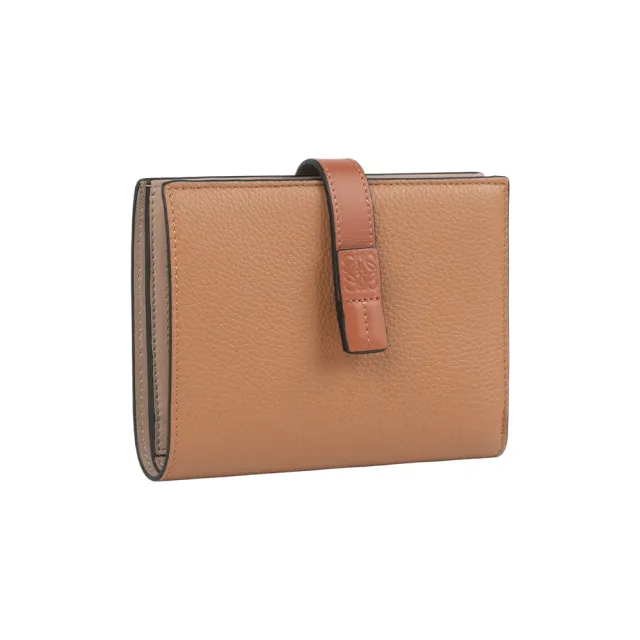 【LOEWE 羅威】Vertical 小牛皮釦式二折中夾(太妃糖/焦糖)