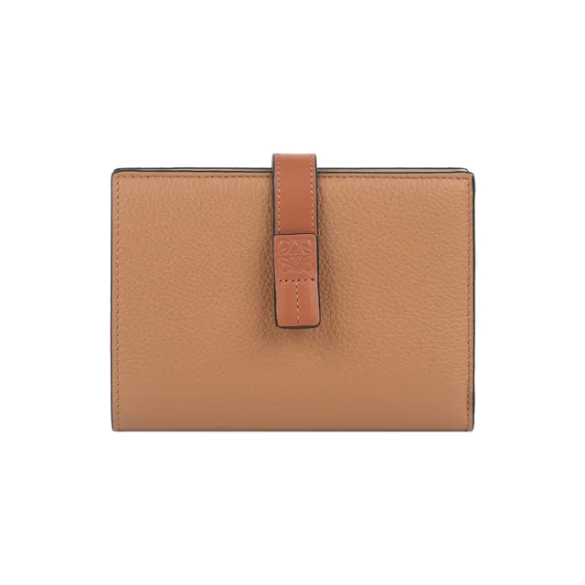 【LOEWE 羅威】Vertical 小牛皮釦式二折中夾(太妃糖/焦糖)