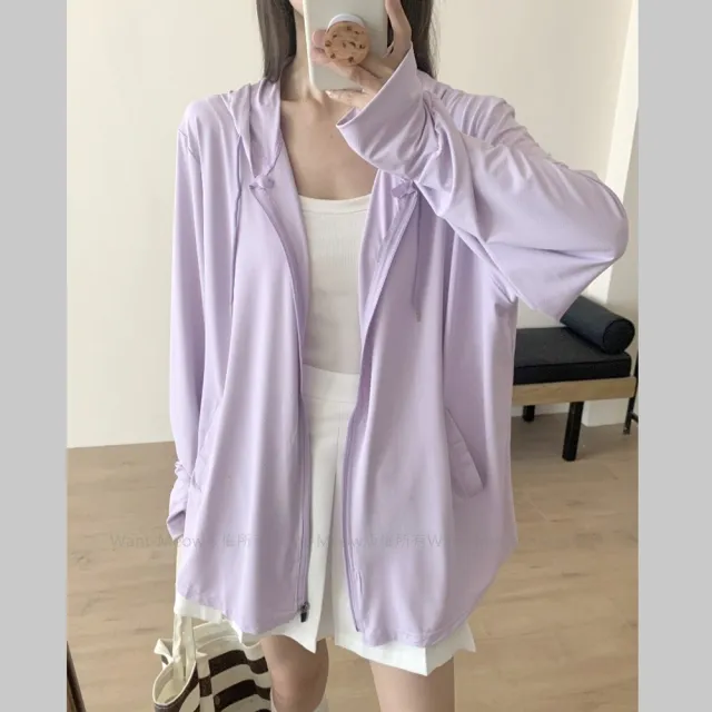 【Want-Meow】100公斤可穿/大胸可布料涼感有透氣孔手背可以遮遮陽外套(大碼上衣/大碼/大尺碼/外套)