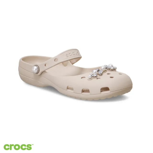【Crocs】女鞋 經典珍珠芭蕾鞋 洞洞鞋 冰凍米色(213990-2MC)