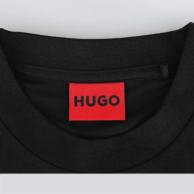 【HUGO BOSS】HUGO BOSS 反光裝飾LOGO純棉OVERSIZED短袖T恤(男款/黑)