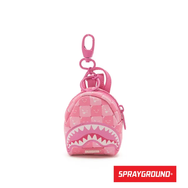 【SPRAYGROUND】童趣棋盤格鋸齒鯊背包造型鑰匙圈(粉色)