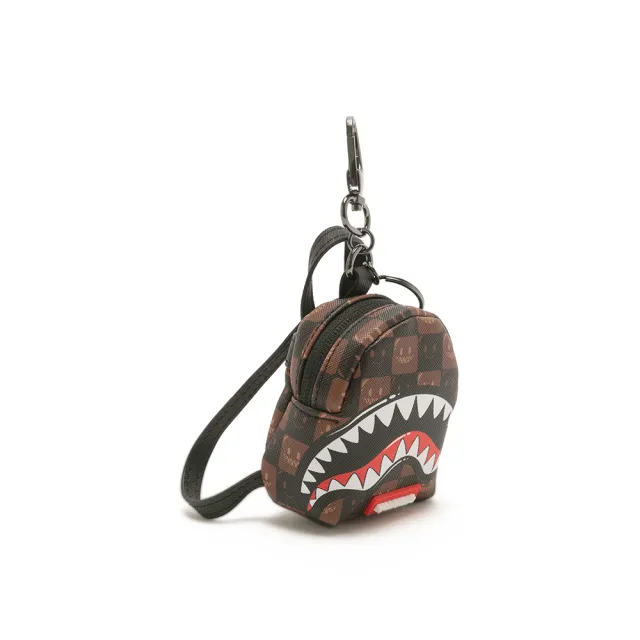 【SPRAYGROUND】童趣棋盤格鋸齒鯊背包造型鑰匙圈(咖色)