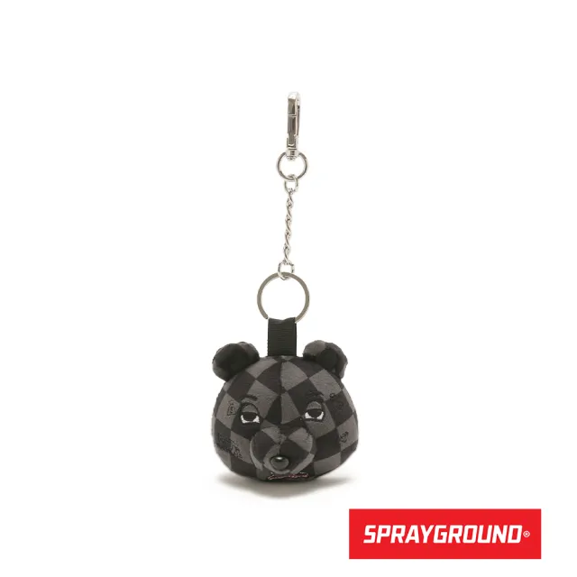 【SPRAYGROUND】棋盤格金錢熊大頭吊飾/鑰匙圈(黑色)