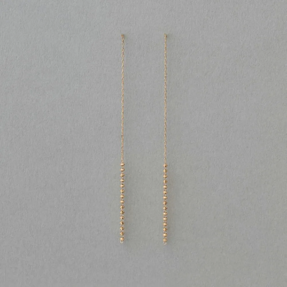 【ete】K18YG e_Grain 經典轉珠長鍊耳環(金色)