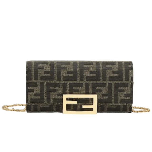 【FENDI 芬迪】Baguette 棕色 鍊條 肩背包
