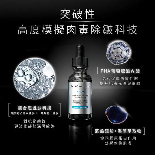 【Skin Ceuticals 修麗可】P-TIOX 超胜肽抗皺極光精華 30ml 禮盒組(淡化皺紋)