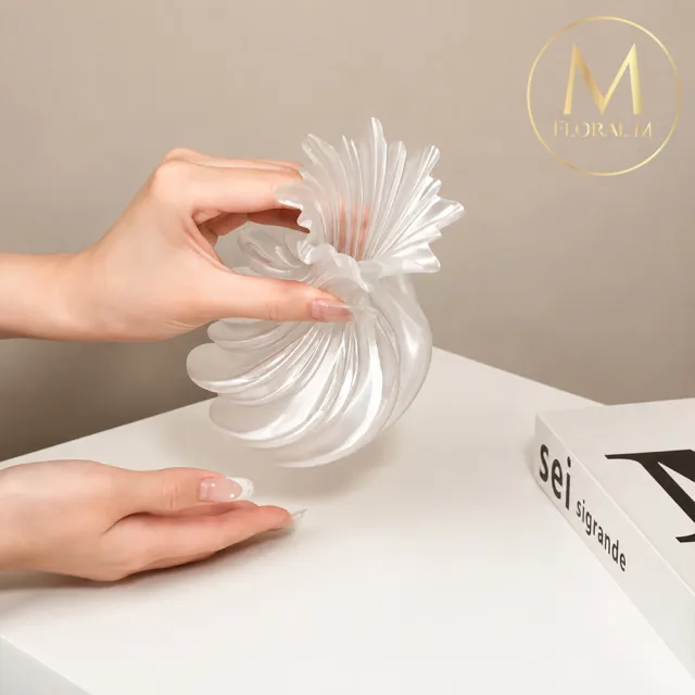 【Floral M】法式克里斯丁珠光花瓶(花瓶/插花/玻璃瓶/花器/花盆/陶瓷花瓶/桌面擺飾/居家裝飾)