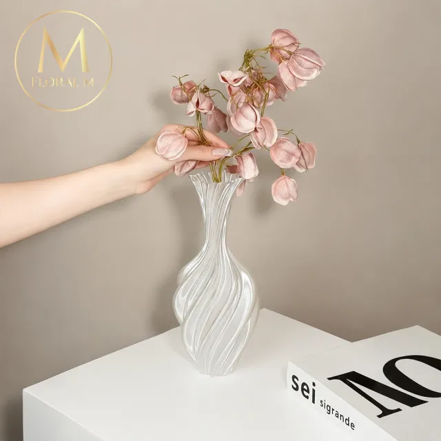 【Floral M】法式克里斯丁珠光花瓶(花瓶/插花/玻璃瓶/花器/花盆/陶瓷花瓶/桌面擺飾/居家裝飾)