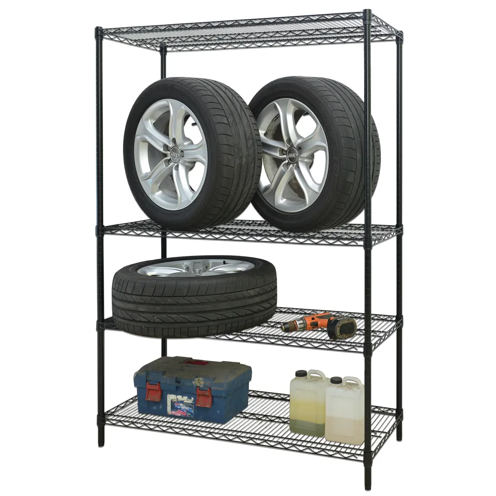 【居家cheaper】荷重型 烤黑 46X121X210CM 四層置物架(每層耐重100KG 層架鐵架 置物架 貨架)