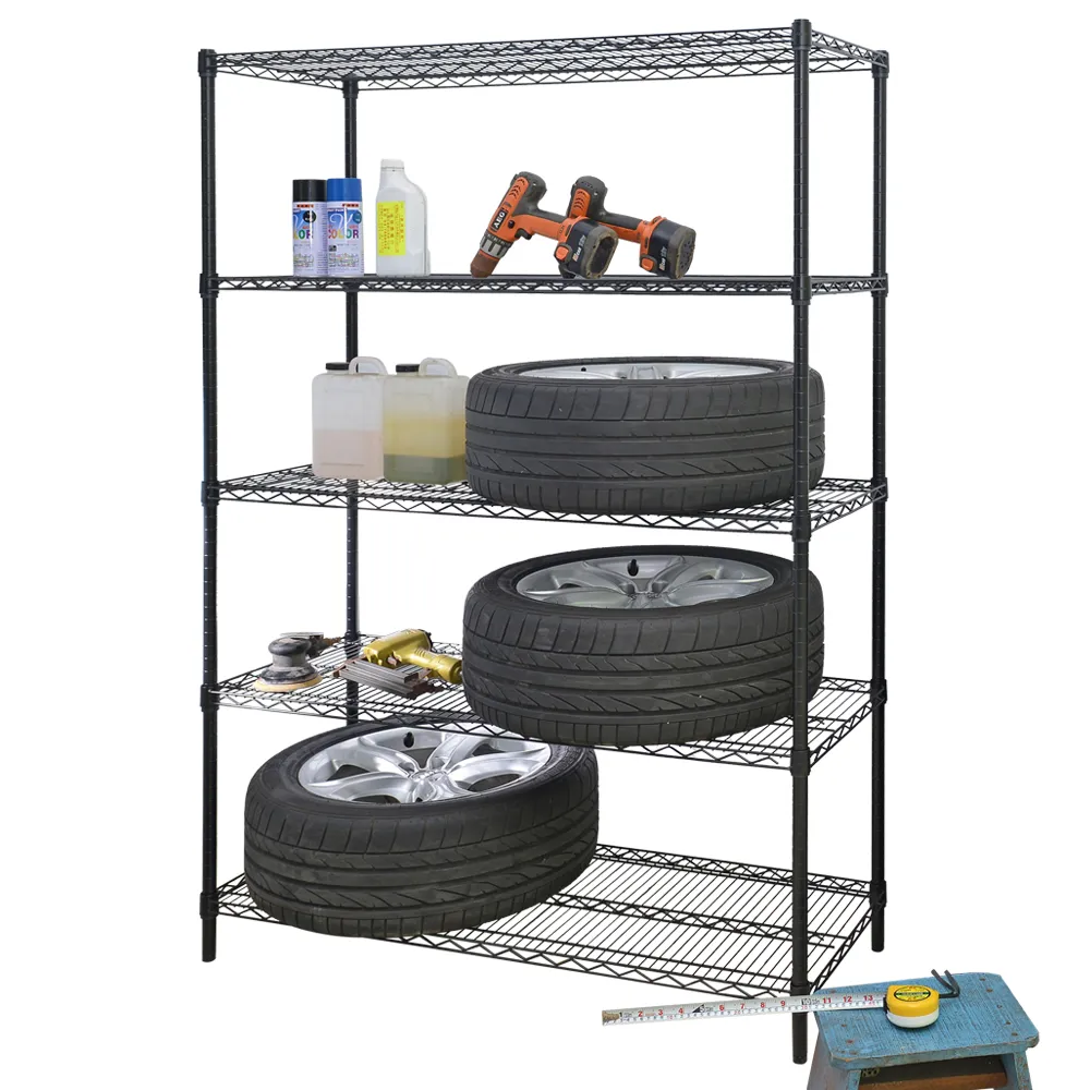 【居家cheaper】荷重型 烤黑 46X121X180CM 五層置物架(每層耐重100KG 層架鐵架 置物架 貨架)