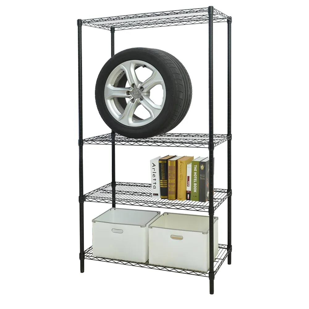 【居家cheaper】荷重型 烤黑 46X91X210CM 四層置物架(每層耐重100KG 層架鐵架 置物架 貨架)
