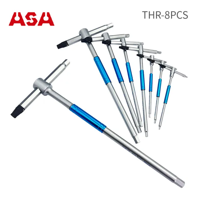 ASA 螺旋T型六角扳手8支組 THR-8PCS(台灣製/防滑+一般六角/三叉快速六角板手/滑牙)