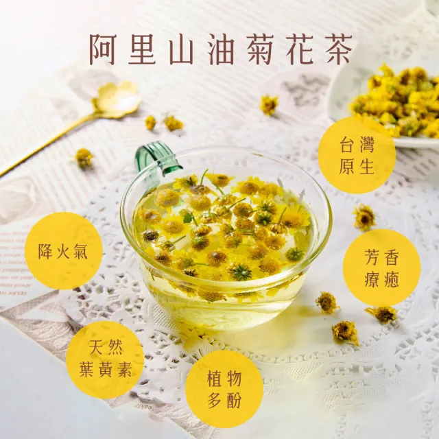 【慢悠仙】阿里山油菊花茶 50gX3袋(花瓣/台灣/每袋可沖60壺/SGS無農藥/無咖啡因無糖/花草茶養生茶)