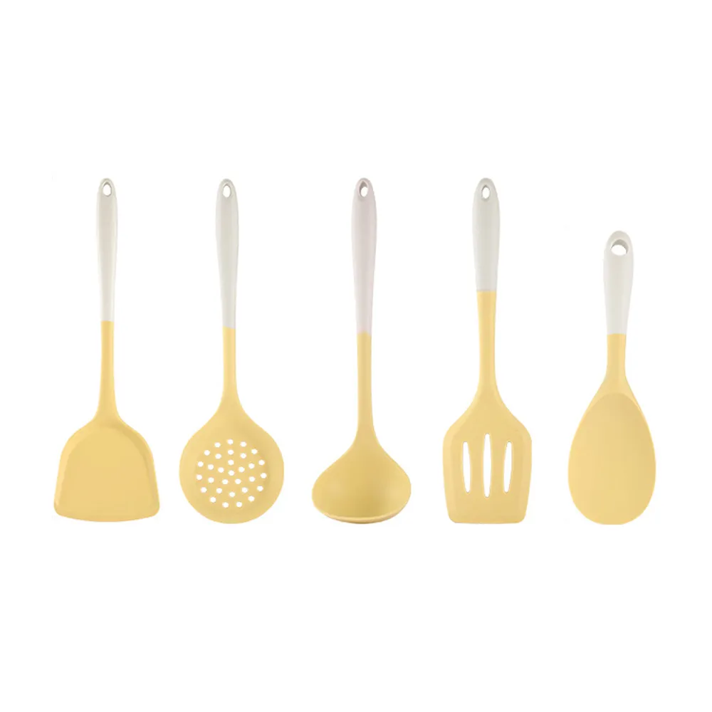 【SUNORO】矽膠廚具5入組 耐高溫不粘鍋專用廚具(鍋鏟/湯杓/濾杓/飯勺/漏鏟)