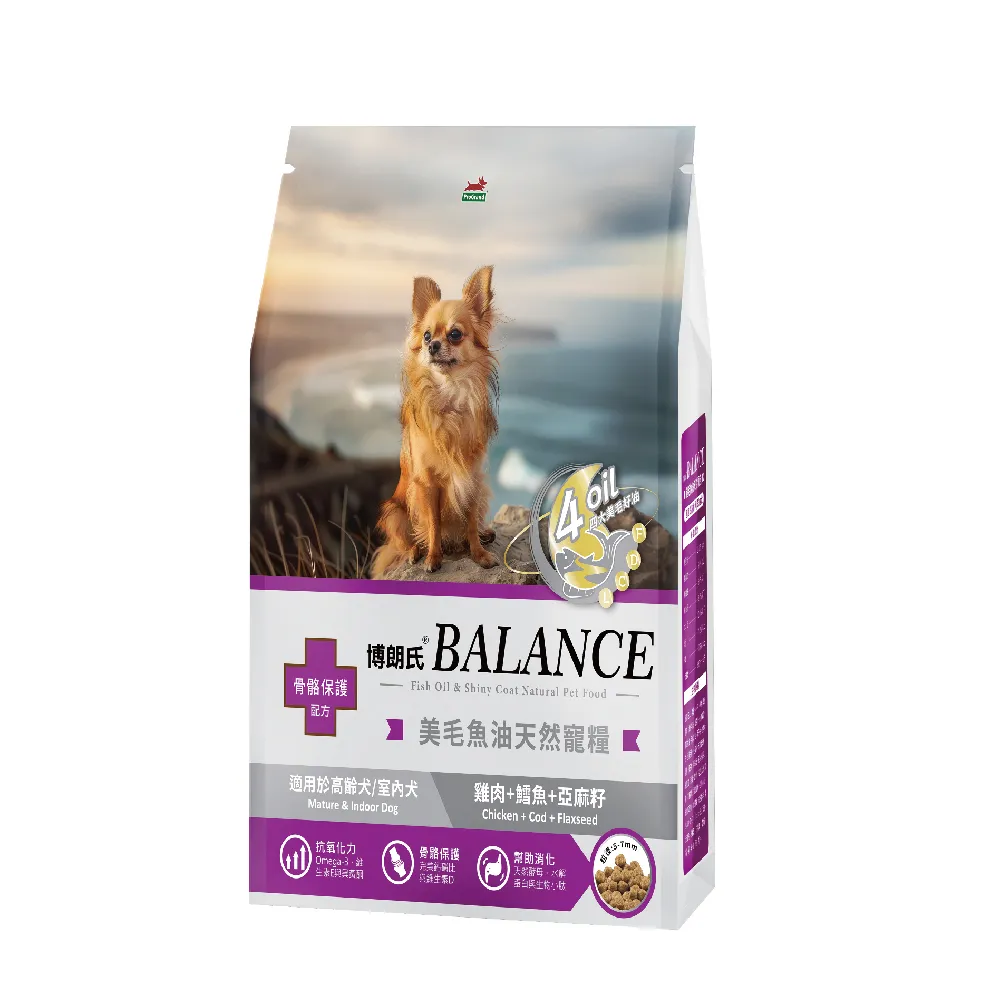 【Balance 博朗氏】美毛魚油狗飼料 高齡犬1.8kg*6包(狗飼料/狗乾糧/犬糧/美毛飼料/老犬飼料/官方直營)