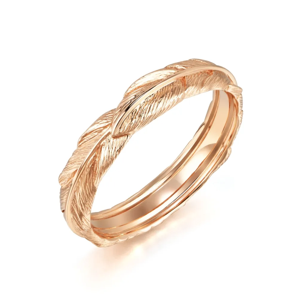 【點睛品】全18K 愛情密語 邱比特之羽 18K玫瑰金戒指(男戒)