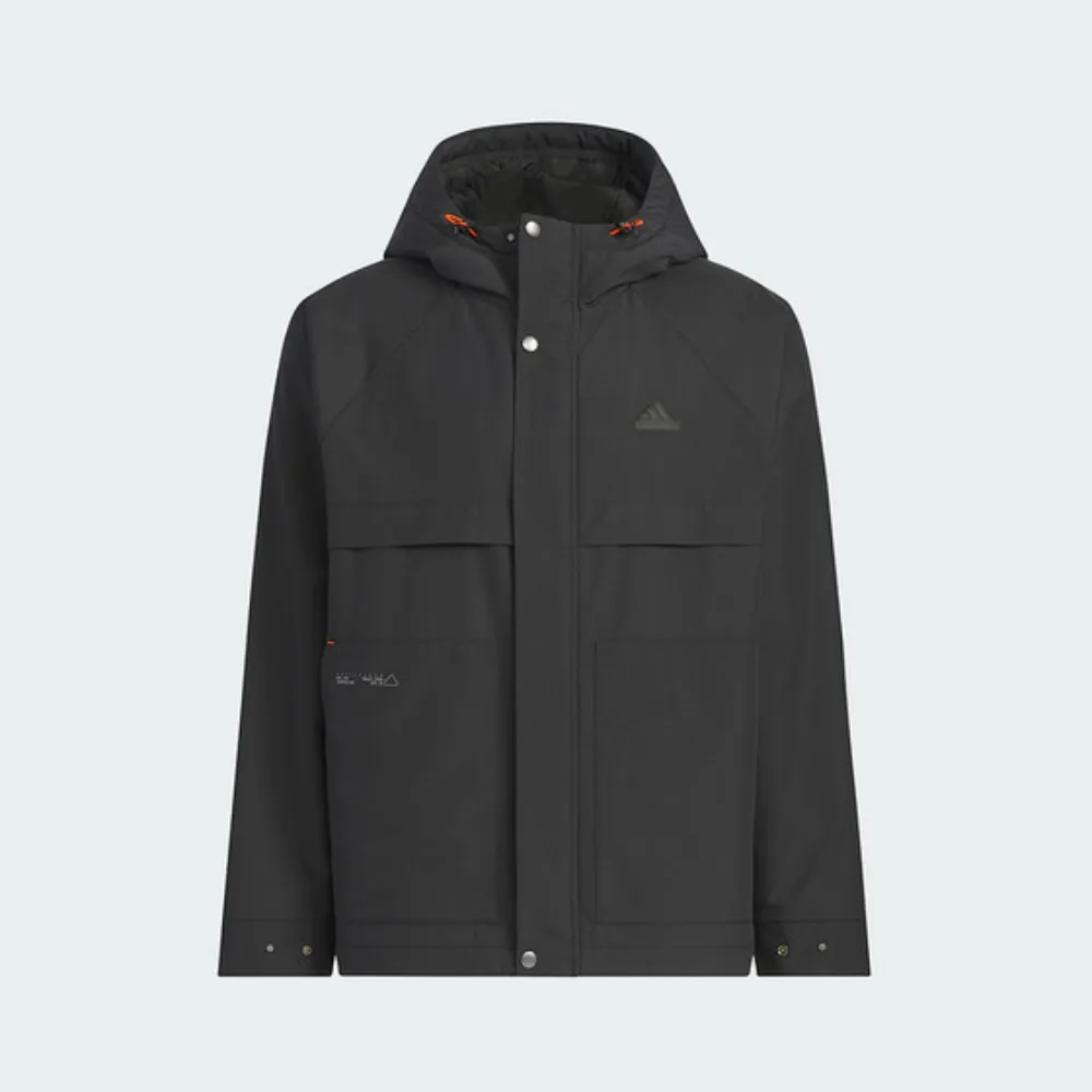 【adidas 愛迪達】TH WARM JKT 黑色 鋪棉 風衣外套 連帽拉鍊 男款 運動 防風 保暖(JI8680)