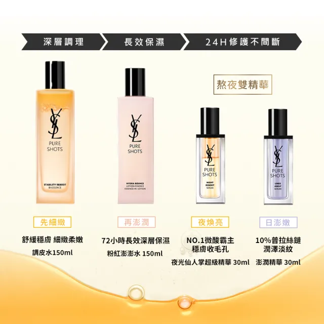 【YSL】官方直營 極效活萃調皮嫩亮組(極效活萃細緻柔膚露 150ML+仙人掌精華30ml)