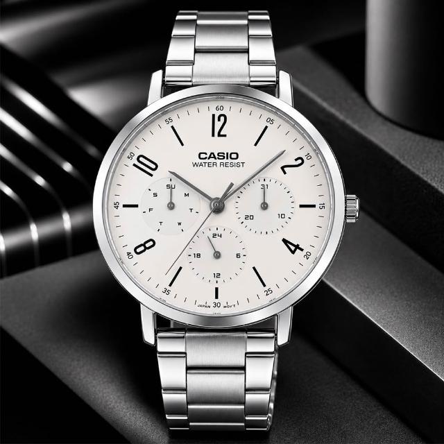 【CASIO 卡西歐】MTP-VT06D-7B 簡約三眼與纖薄設計 男士時尚指針腕錶
