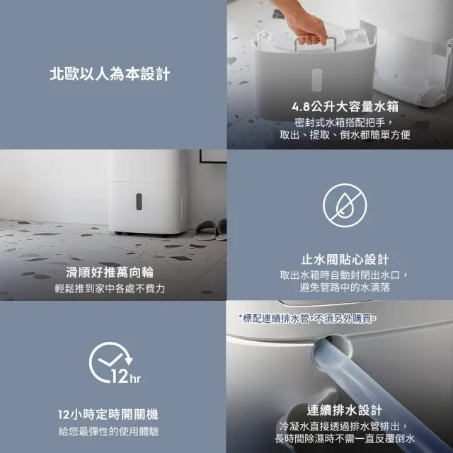 【Electrolux 伊萊克斯】2026年新一級能效 10L 極適家居300 清淨除濕機-晨曦白(ED1031WD)