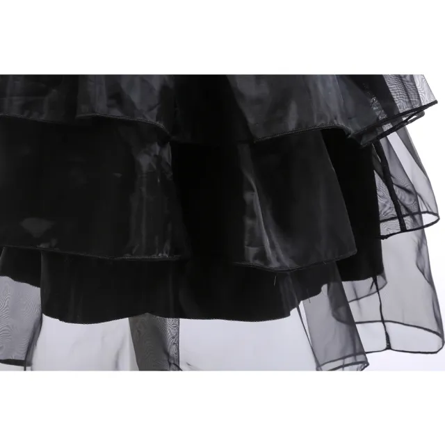 【橘魔法】兒童黑紗公主禮服裙 女童 童裝 萬聖節服裝 蛋糕裙 長洋裝 無袖洋裝 禮服 星期三 角色扮演