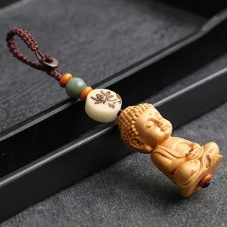 【LEEHER】雕刻/掛飾/鑰匙圈/吊飾/黃楊木/鑰匙扣/如來佛/手工/福字/吊墜/配件
