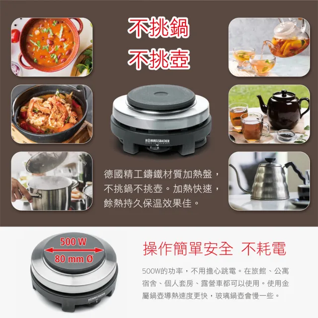 【ROMMELSBACHER】雙電壓旅行用電爐 RK501/U 單爐版(單爐版  空姐鍋 背包客神器)