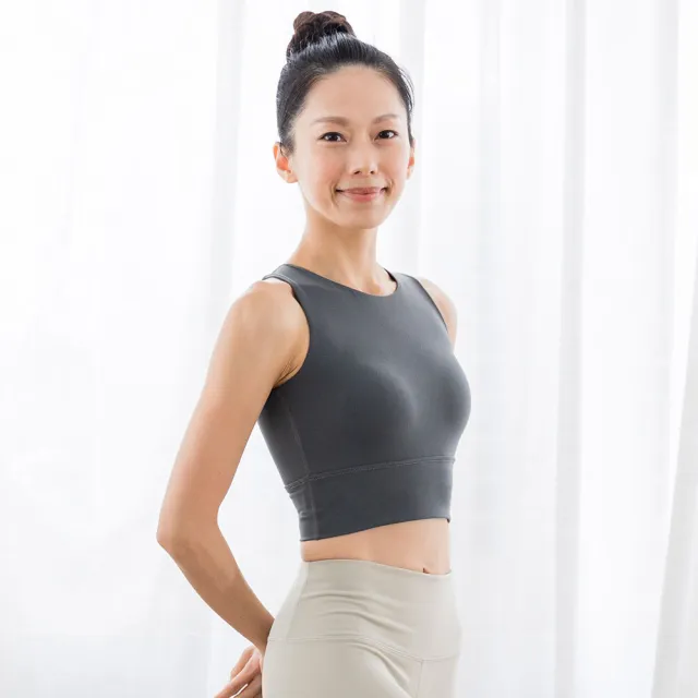 【NAMASTE】Afra 俐落美背網布運動內衣 - 鐵灰
