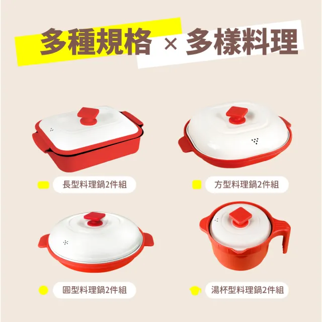 【ONE HOUSE】韓匠微波專用快速料理鍋2件組/日式加大（微波盒 萬用微波盒 多功能炊具 微波爐專用）EC