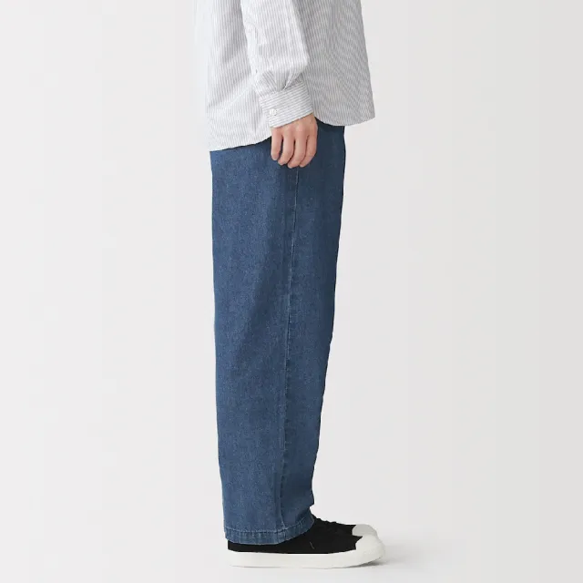 【MUJI 無印良品】女水洗丹寧舒適錐形褲(藍色/暗藍)