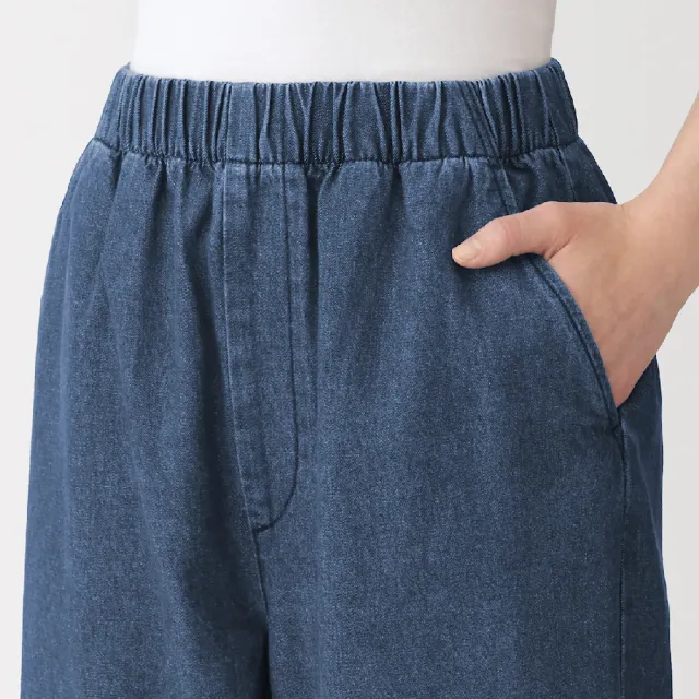 【MUJI 無印良品】女水洗丹寧舒適錐形褲(藍色/暗藍)