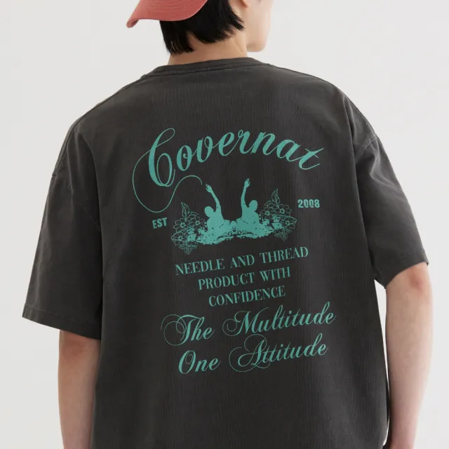 【COVERNAT】衝浪者染製圖案短袖T恤 (UNI短袖上衣 炭灰/紫色)