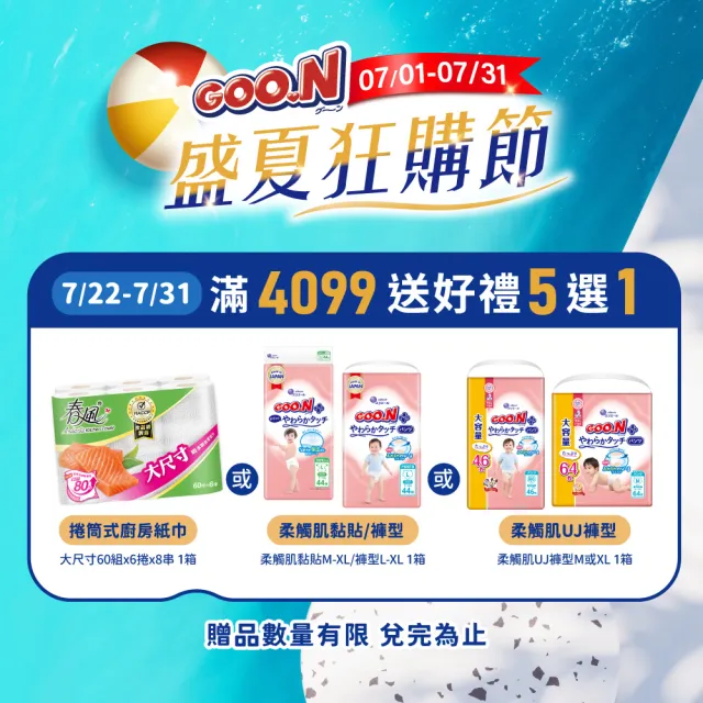 【GOO.N】日本大王境內版柔觸肌 褲型紙尿褲M-XL(跳跳褲)