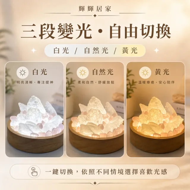 【瑰麗寶】USB水晶花小夜燈 三色變光