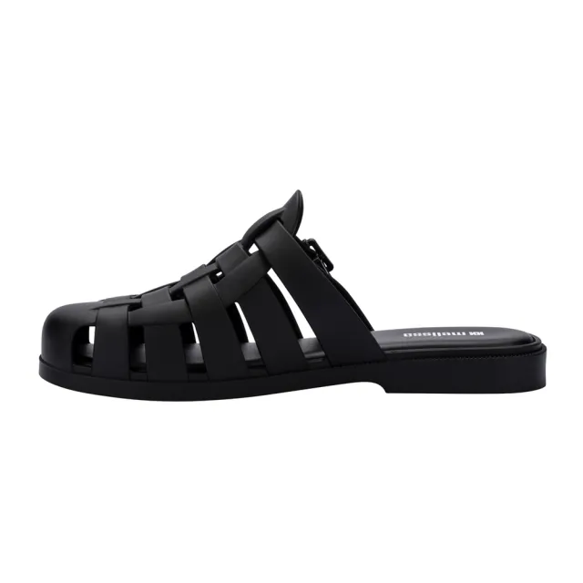 【Melissa】編織圓頭平底穆勒鞋(黑色) 防潑水
