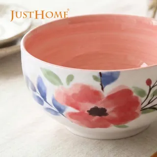 【Just Home】映花陶瓷6吋湯碗700ml(可微波 碗 湯碗 湯缽 麵碗 拉麵碗)