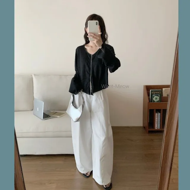 【Want-Meow】80公斤可穿/透膚上下拉鍊捲邊雙拉鍊V領外套上衣(大碼上衣/大碼/大尺碼/外套)