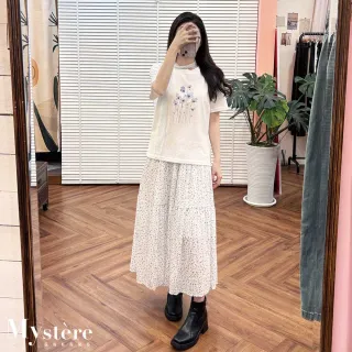 【my stere 我的時尚秘境】氣質小碎花長裙 三色 蛋糕裙 碎花裙 花裙 韓系長裙 日系長裙 氣 
