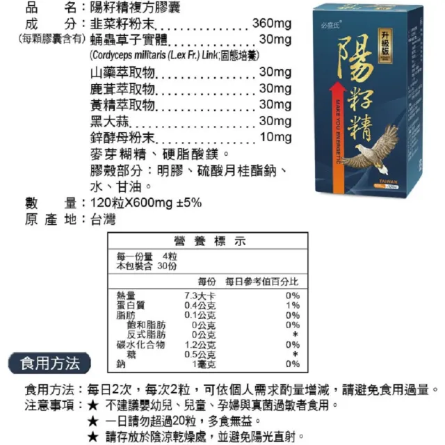 【草本之家】陽籽精3入組(120粒/入)(韭菜籽.蛹蟲草.山藥.鹿茸)