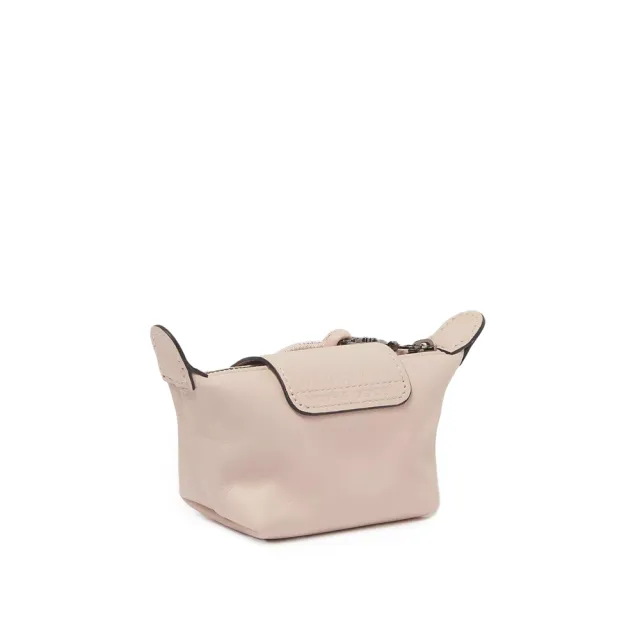 【LONGCHAMP】粉色 牛皮 掛繩零錢包