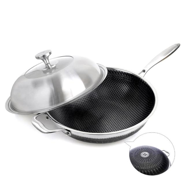 【MASIONS 美心】維多利亞Victoria 皇家316不鏽鋼複合黑晶鍋炒鍋34cm(IH爐 電磁爐適用)