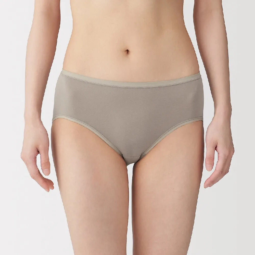 【MUJI 無印良品】女柔滑中腰內褲(深灰/黑色/黃橘/摩卡棕/淺粉/淺綠/藍色)