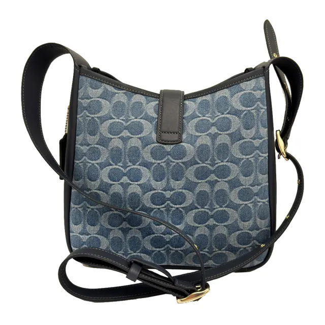 【COACH】HADLEY牛仔單寧肩斜背兩用馬鞍包(牛仔藍)