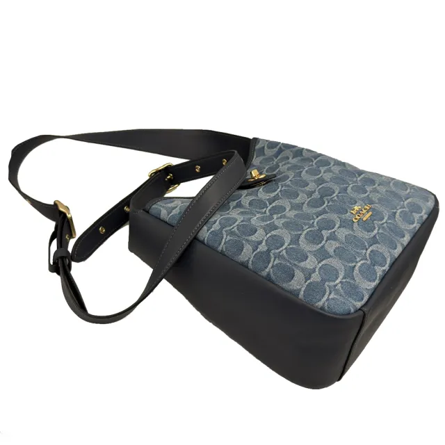 【COACH】HADLEY牛仔單寧肩斜背兩用馬鞍包(牛仔藍)